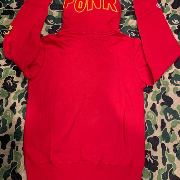 Bape A Bathing Ape Red Double Hooded Shark Hoodie - Picture 2 of 8